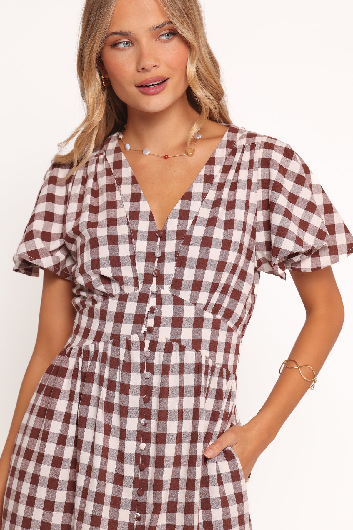 Robinson Maxi Dress - Brown Gingham | Petal & Pup USA Robinson Maxi Dress - Brown Gingham | Petal & Pup USA