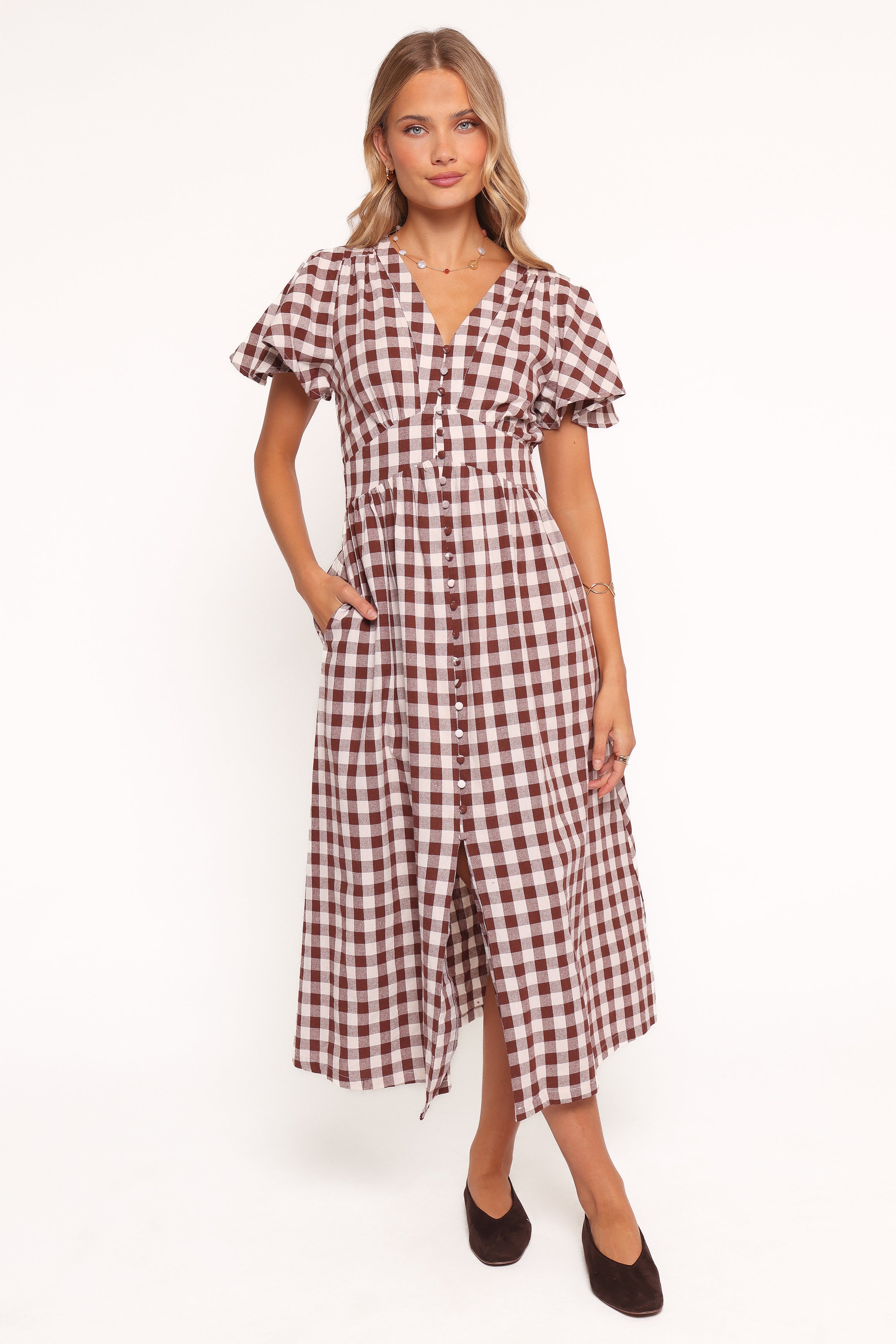 Petal and Pup USA DRESSES Robinson Maxi Dress - Brown Gingham