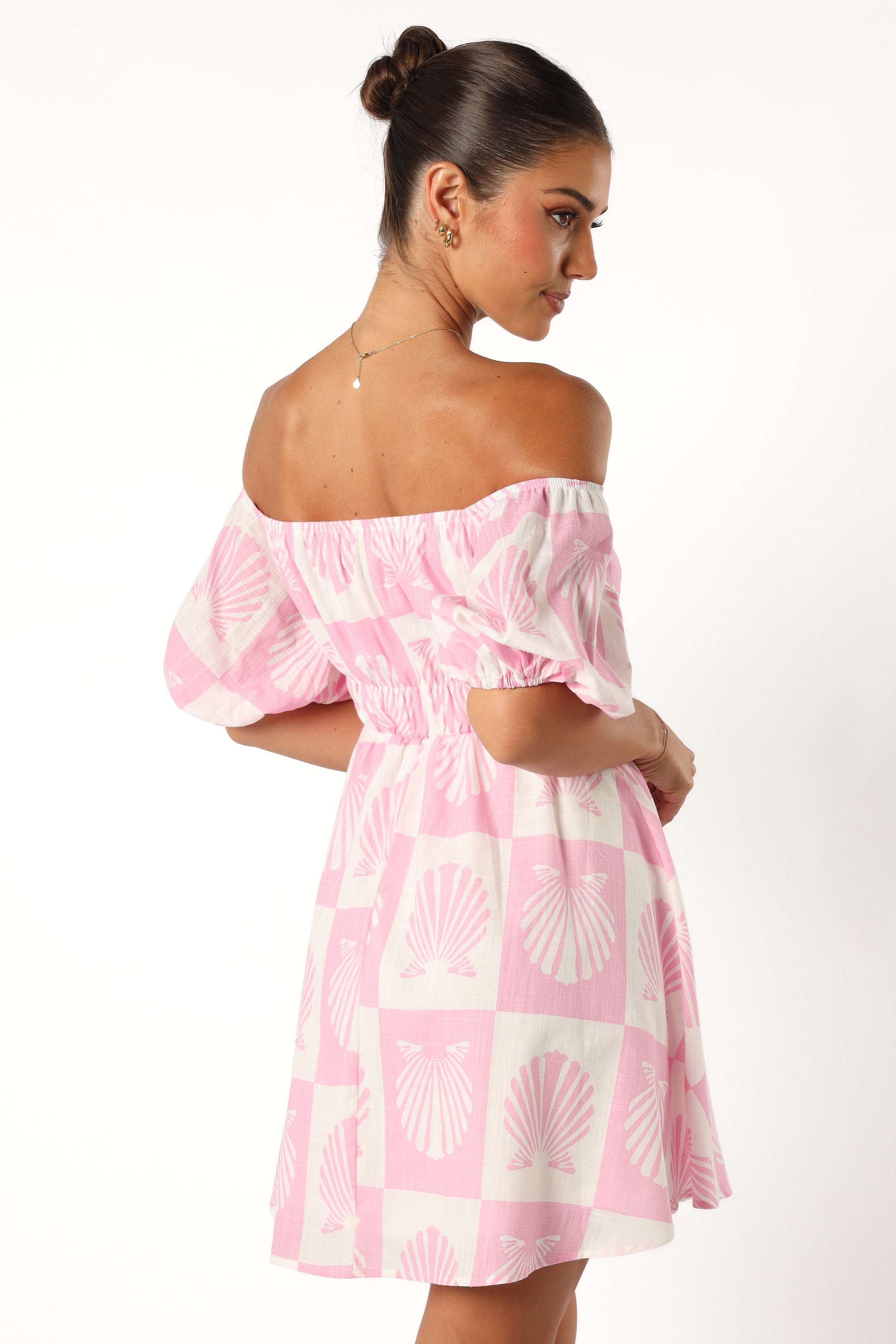 Petal and Pup USA DRESSES Rocco Off Shoulder Mini Dress - Pink