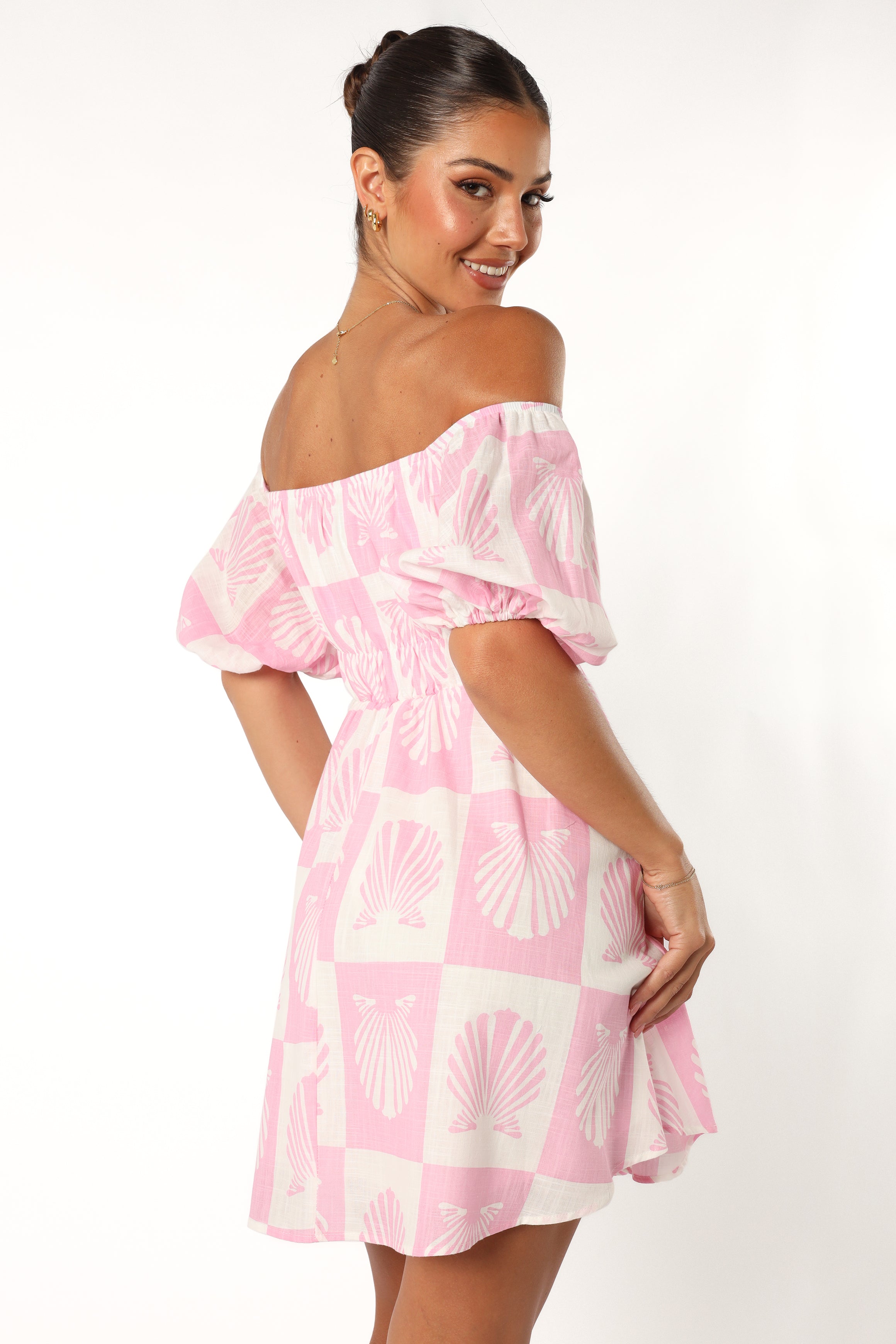 Petal and Pup USA DRESSES Rocco Off Shoulder Mini Dress - Pink