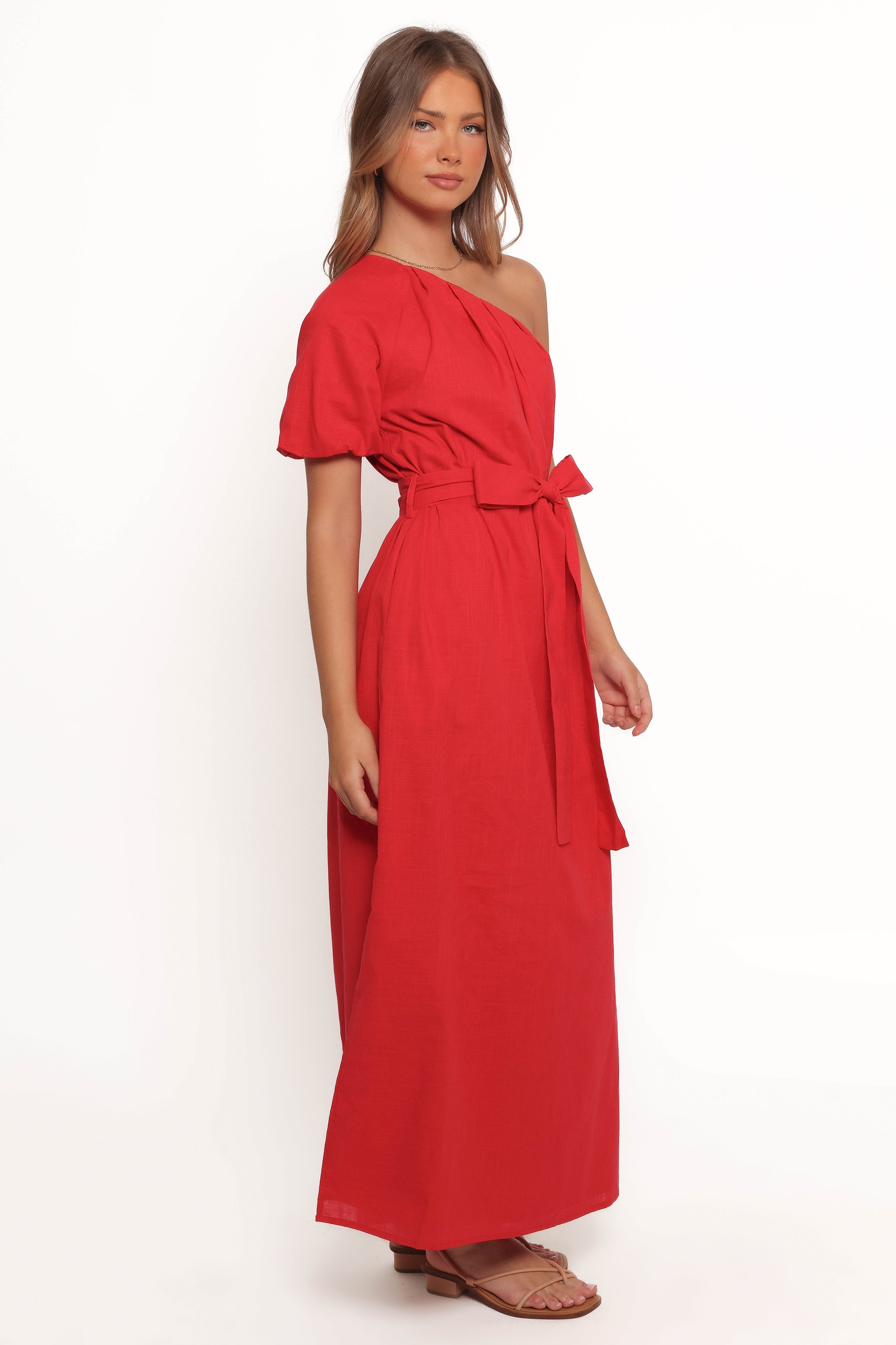 Roma One Shoulder Midi Dress - Red Roma One Shoulder Midi Dress - Red