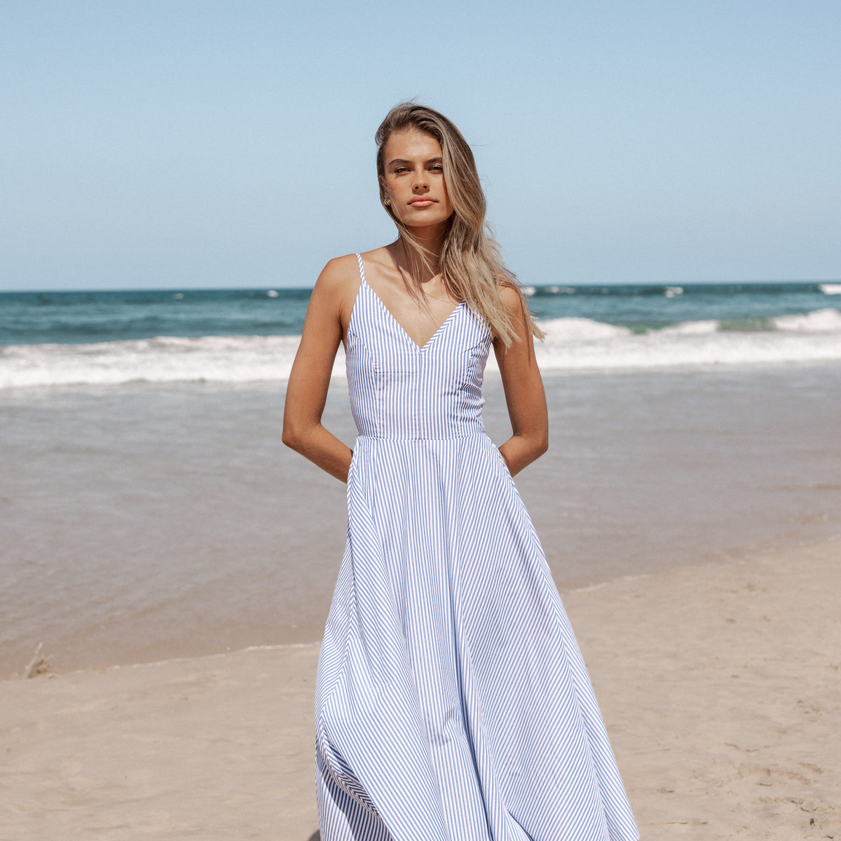 maxi dress light blue Romilly Strappy Maxi Dress - Light Blue