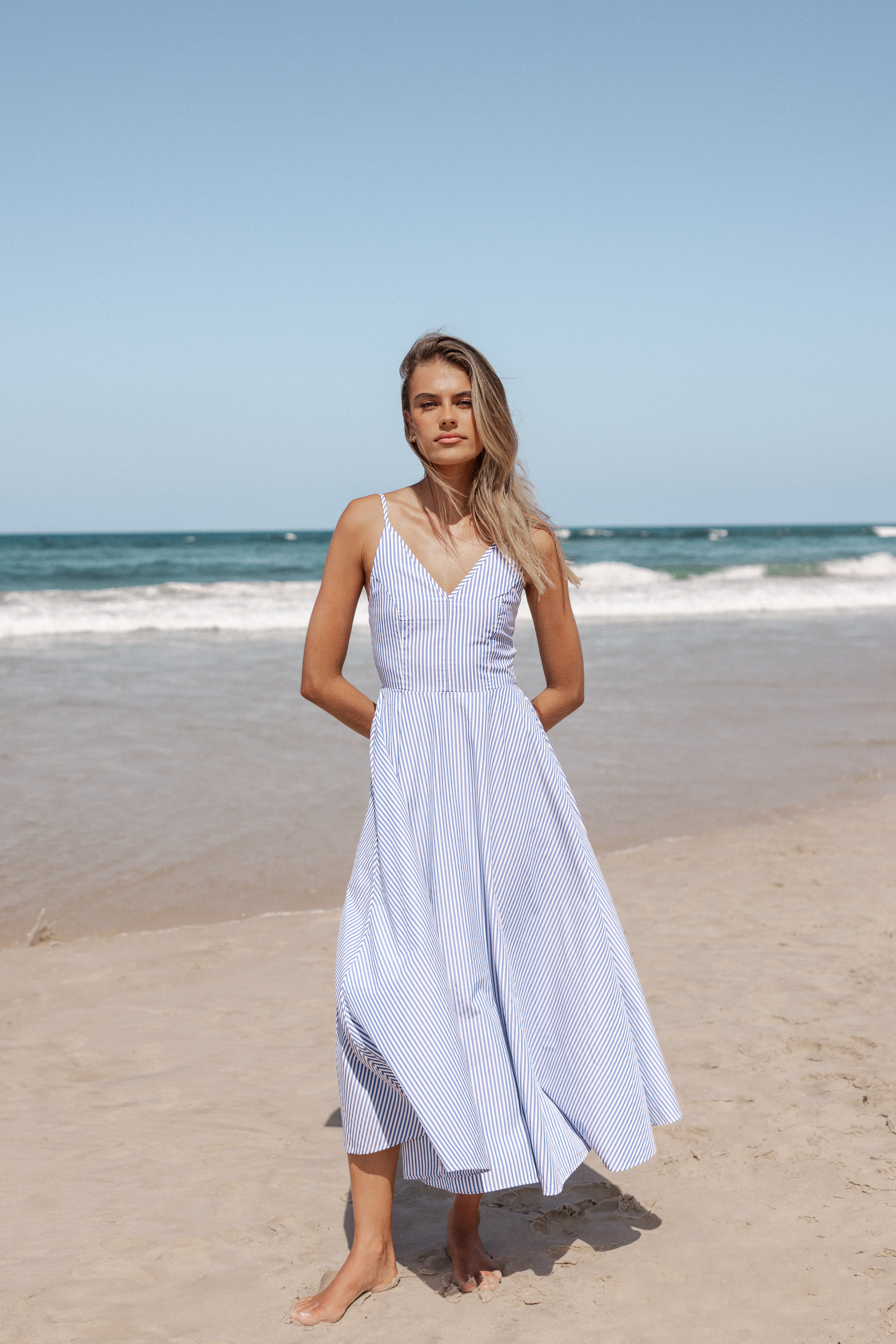 Petal and Pup USA DRESSES Romilly Strappy Maxi Dress - Light Blue