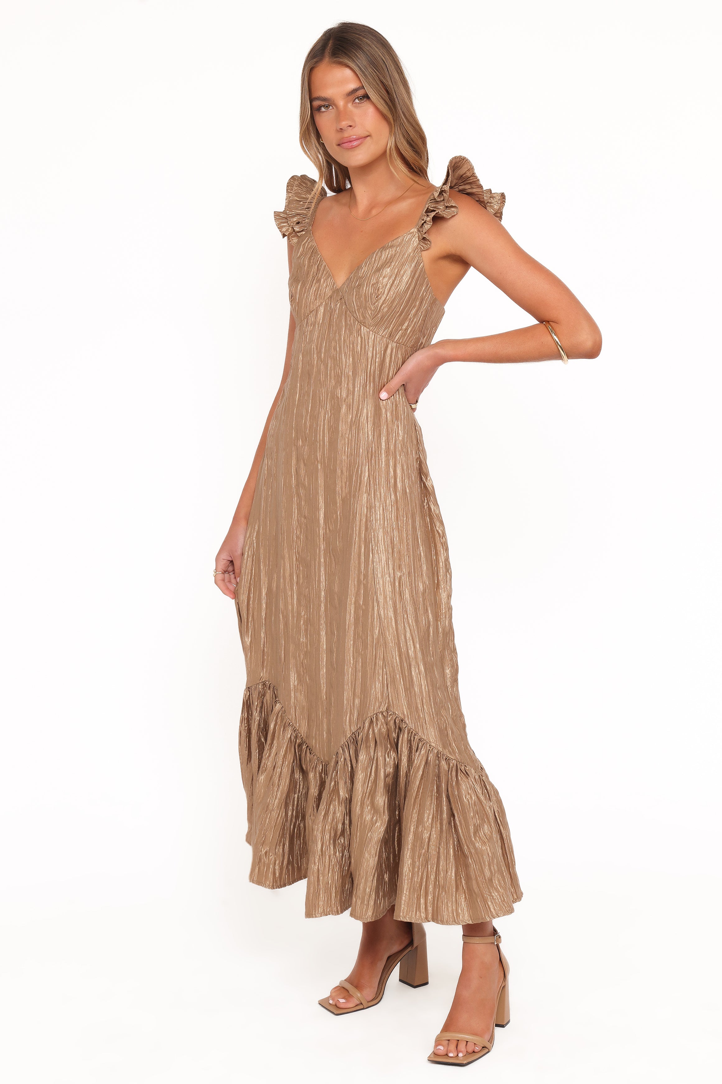 Petal and Pup USA DRESSES Romola Midi Dress - Bronze