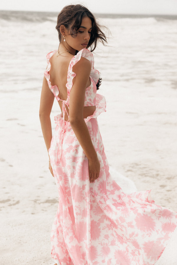 Petal and Pup USA DRESSES Rori Ruffle Maxi Dress - Pink Floral