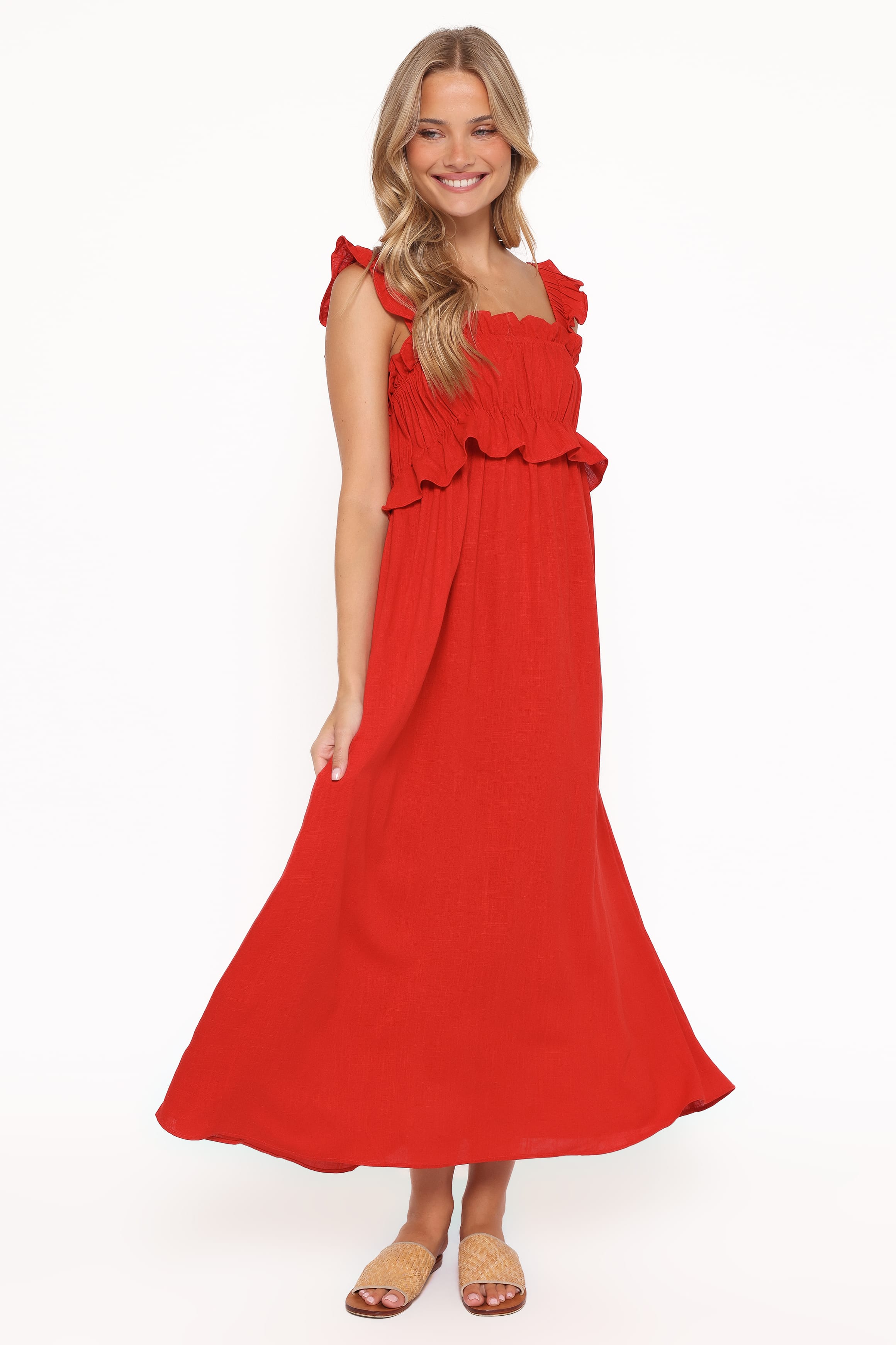 Petal and Pup Women's Ross Frill Strap Maxi Dress - Red Petal and Pup Women's Ross Frill Strap Maxi Dress - Red