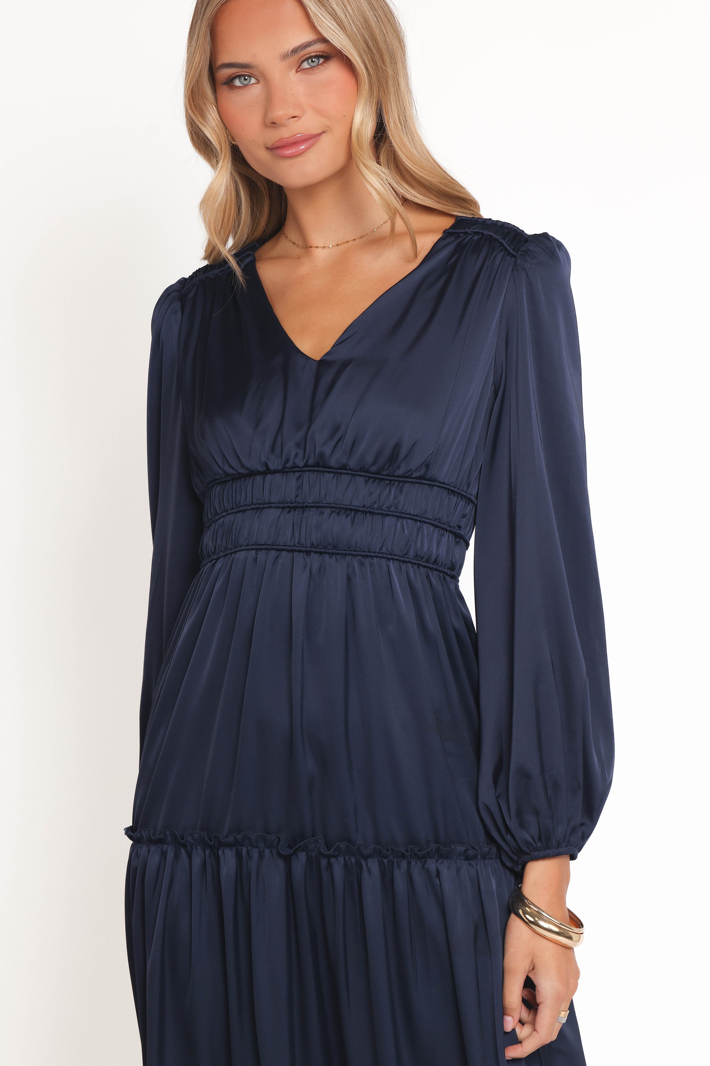 Petal and Pup USA DRESSES Rowen Long Sleeve Maxi Dress - Navy