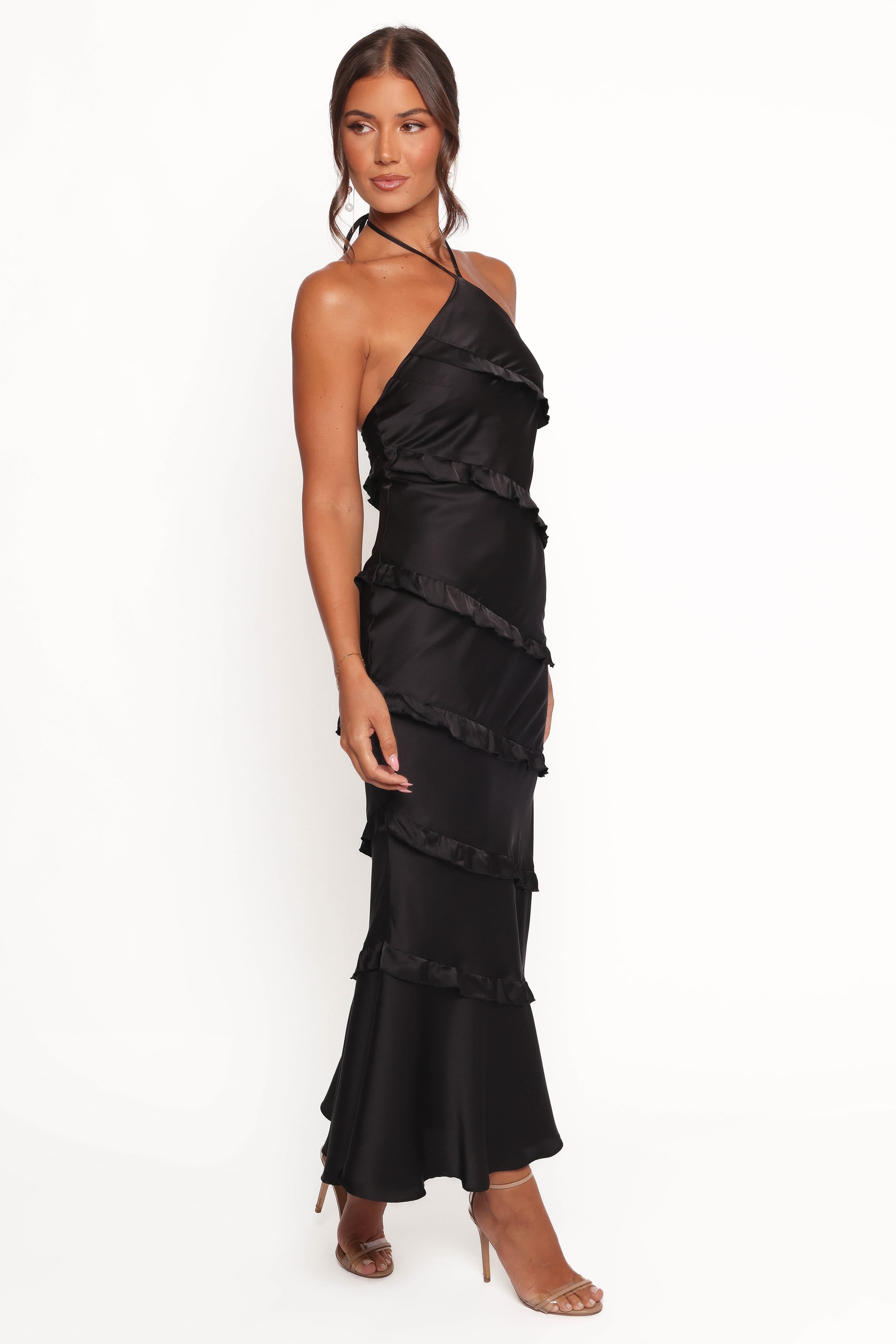 Petal and Pup USA DRESSES Roxanne Halterneck Maxi Dress - Black (Hold for Rack)