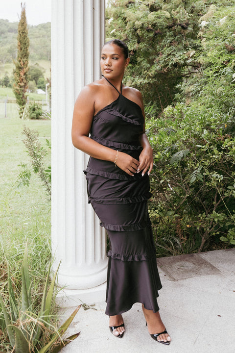 roxanne layered maxi dress Petal and Pup Women's Roxanne Halterneck Maxi Dress
