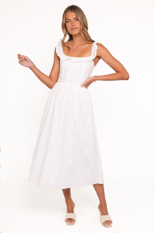 Petal and Pup USA DRESSES Ruella Midi Dress - White