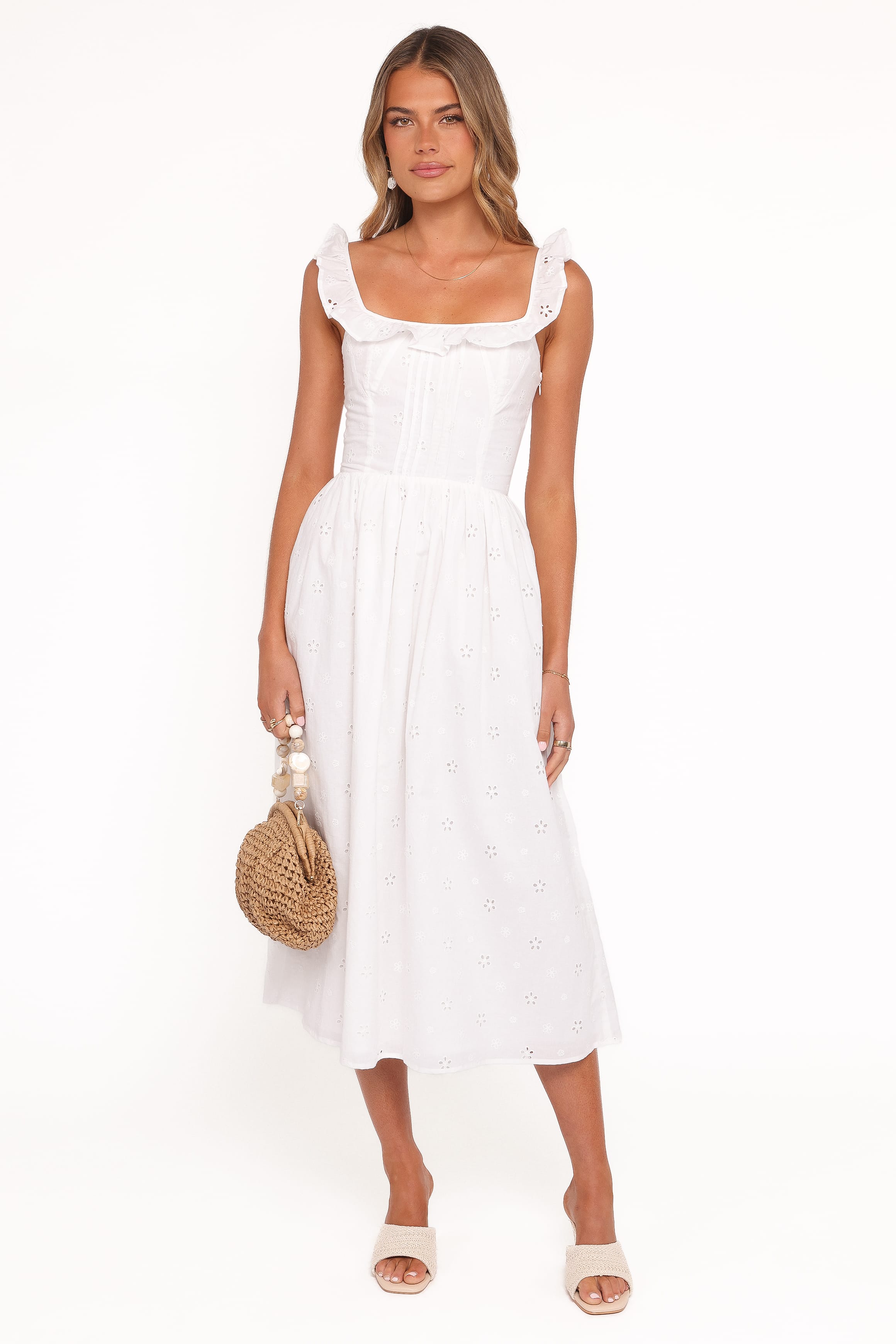 Petal and Pup USA DRESSES Ruella Midi Dress - White