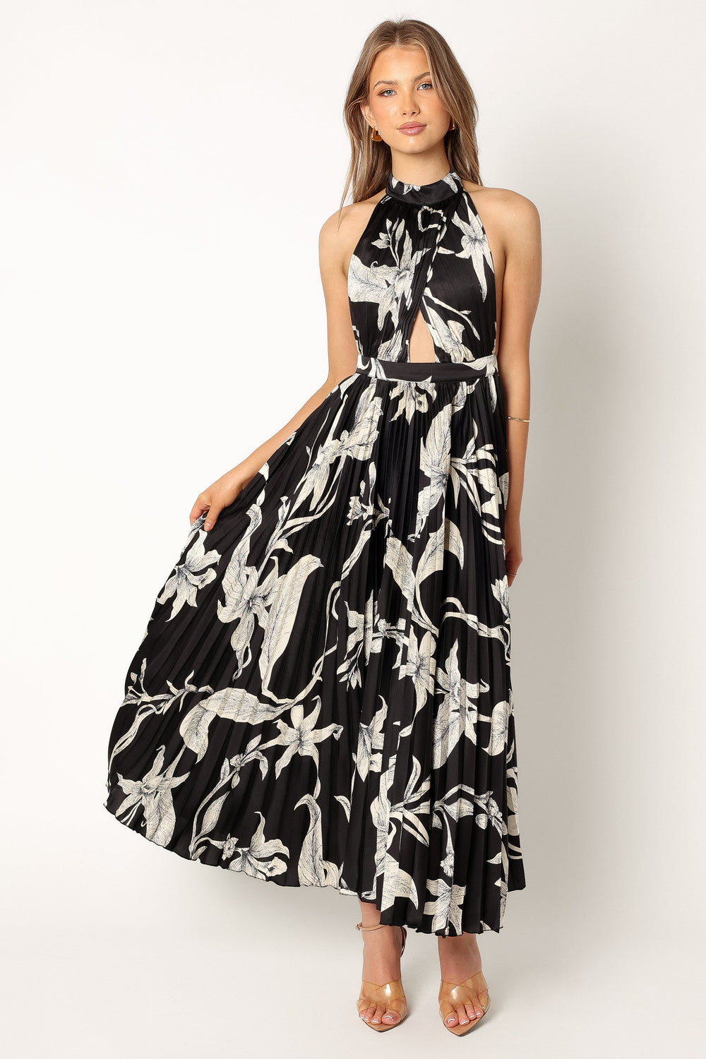 Petal and Pup USA DRESSES Sabine Halterneck Maxi Dress - Black Floral