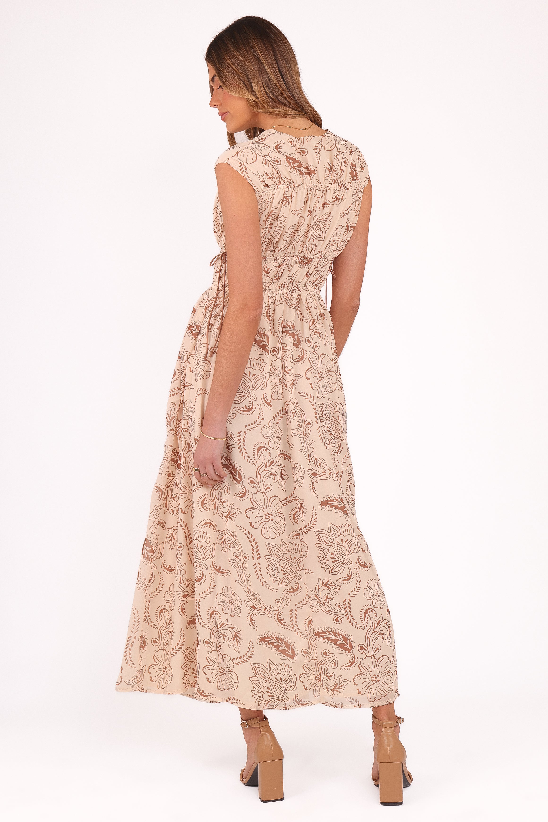 Petal and Pup USA DRESSES Safira Midi Dress - Brown Paisley