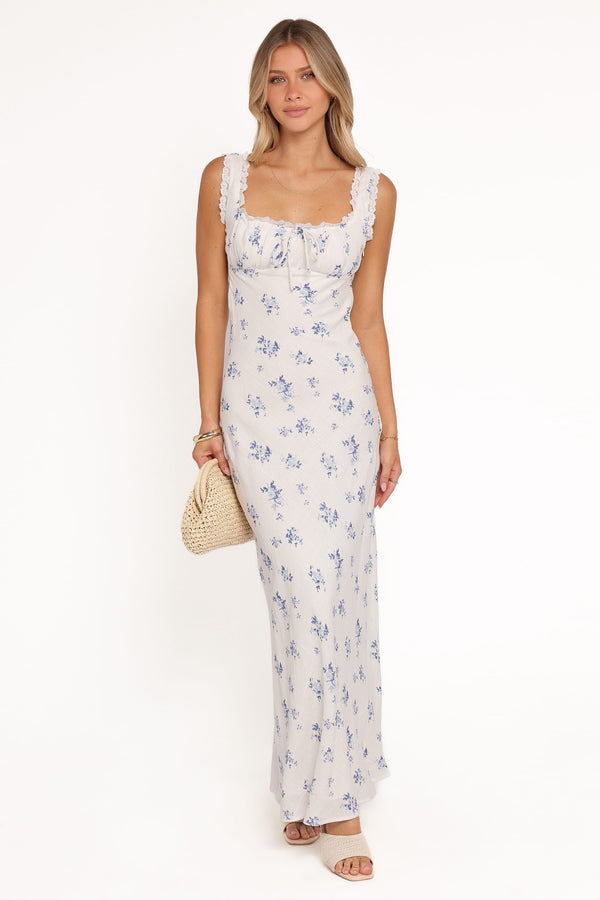 Petal and Pup USA DRESSES Sakara Maxi Dress - Blue Floral
