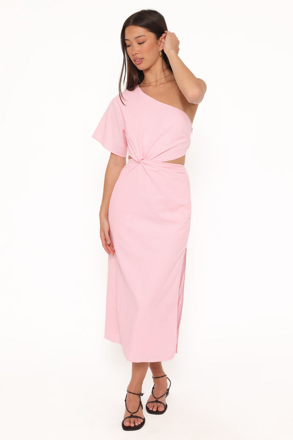 Petal and Pup USA DRESSES Samira One Shoulder Midi Dress - Pink