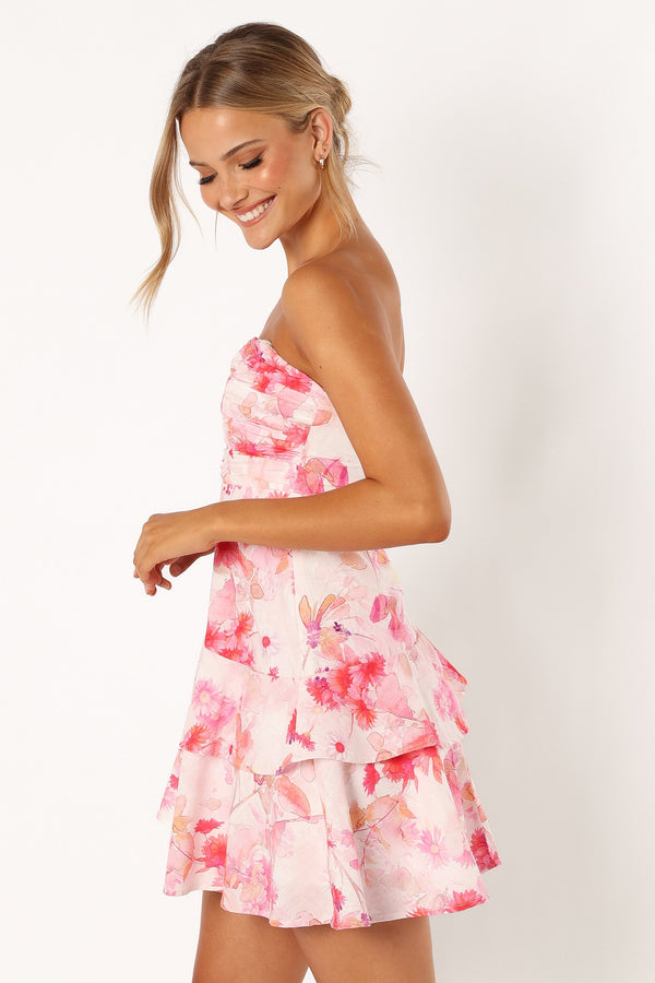 Petal and Pup USA DRESSES Sanal Tiered Mini Dress - Pink Floral