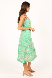 Petal and Pup USA DRESSES Santana Midi Dress - Green Tropical