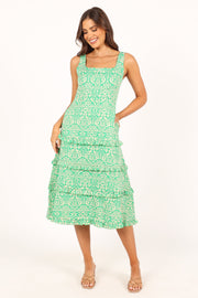 Petal and Pup USA DRESSES Santana Midi Dress - Green Tropical