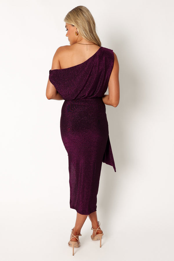 Petal and Pup USA DRESSES Santiago Off Shoulder Midi Dress - Purple