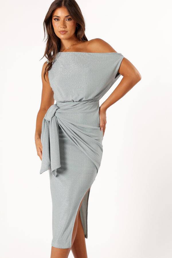 Petal and Pup USA DRESSES Santiago Off Shoulder Midi Dress - Sage