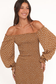 Petal and Pup USA DRESSES Sara Midi Dress - Brown Floral