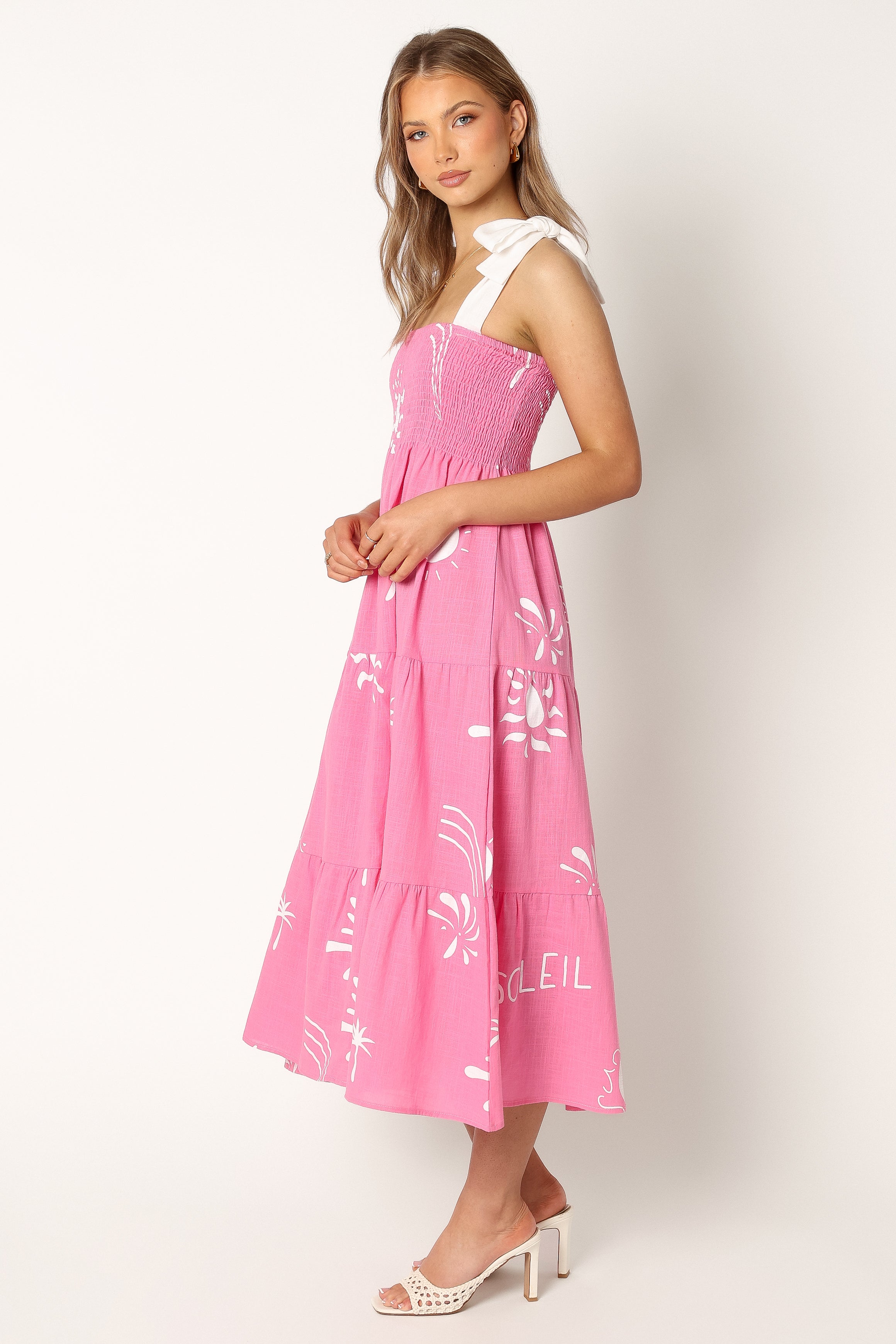 Petal and Pup USA DRESSES Sarelle Midi Dress - Hot Pink