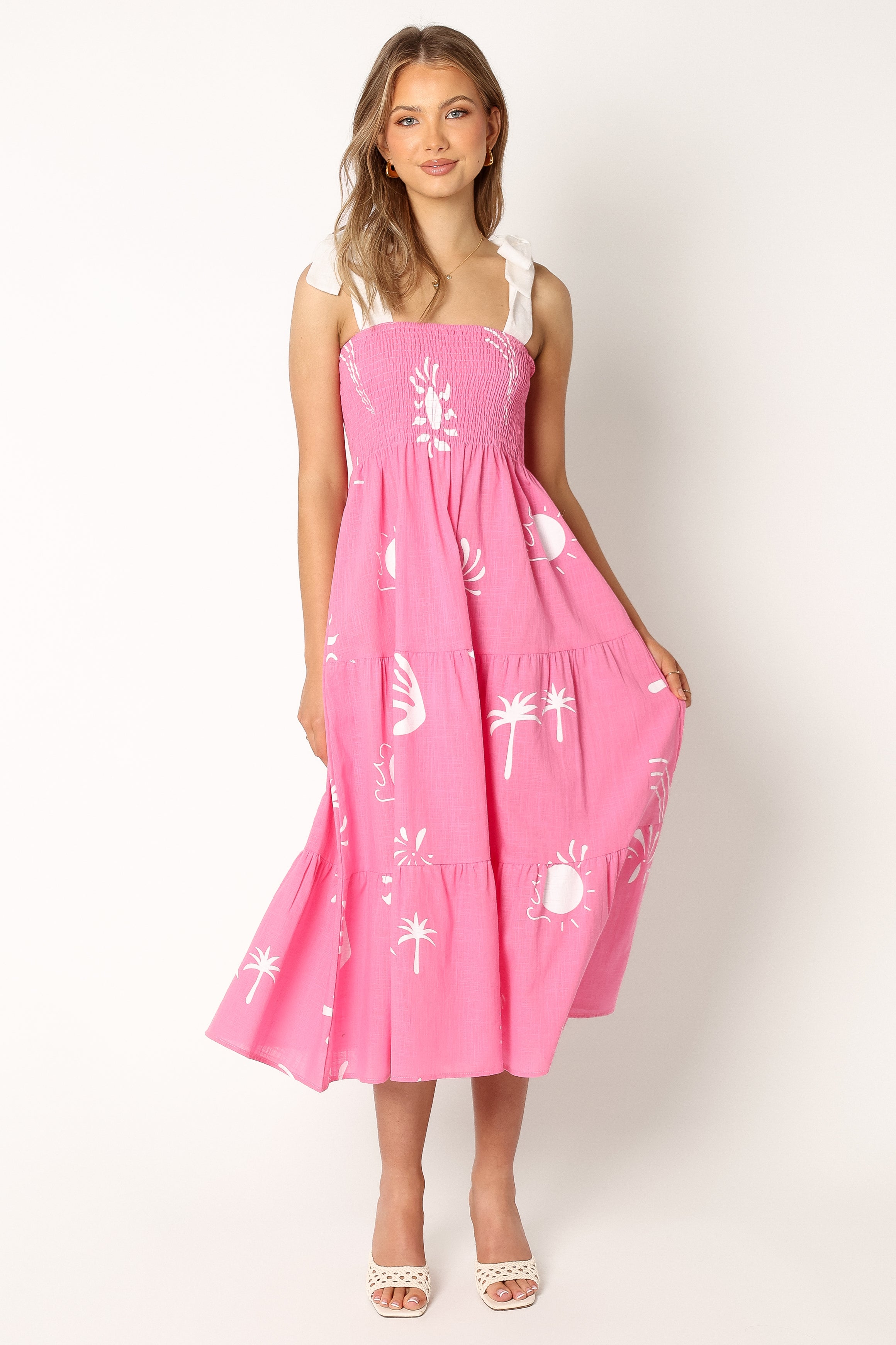 Petal and Pup USA DRESSES Sarelle Midi Dress - Hot Pink