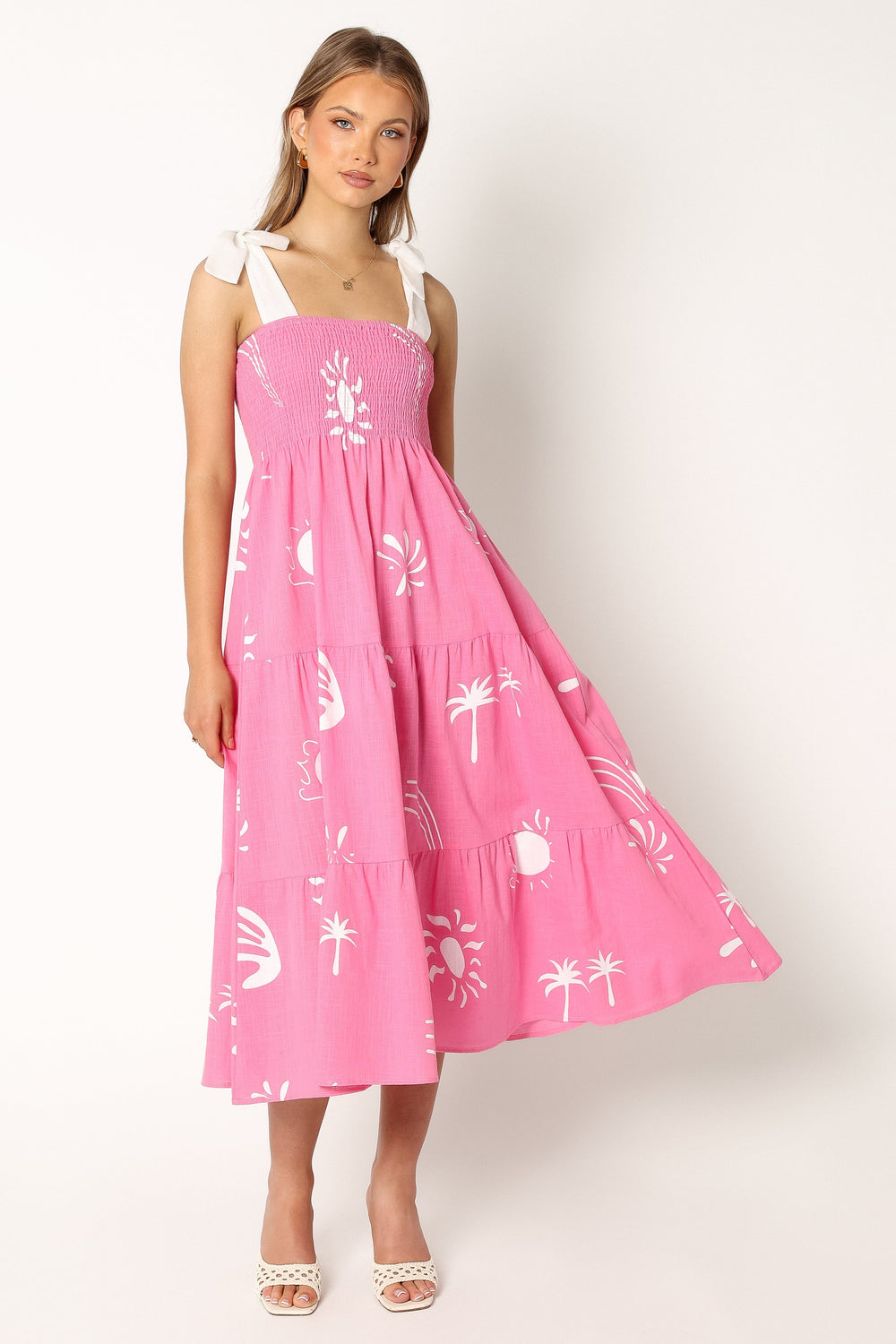 Petal and Pup USA DRESSES Sarelle Midi Dress - Hot Pink
