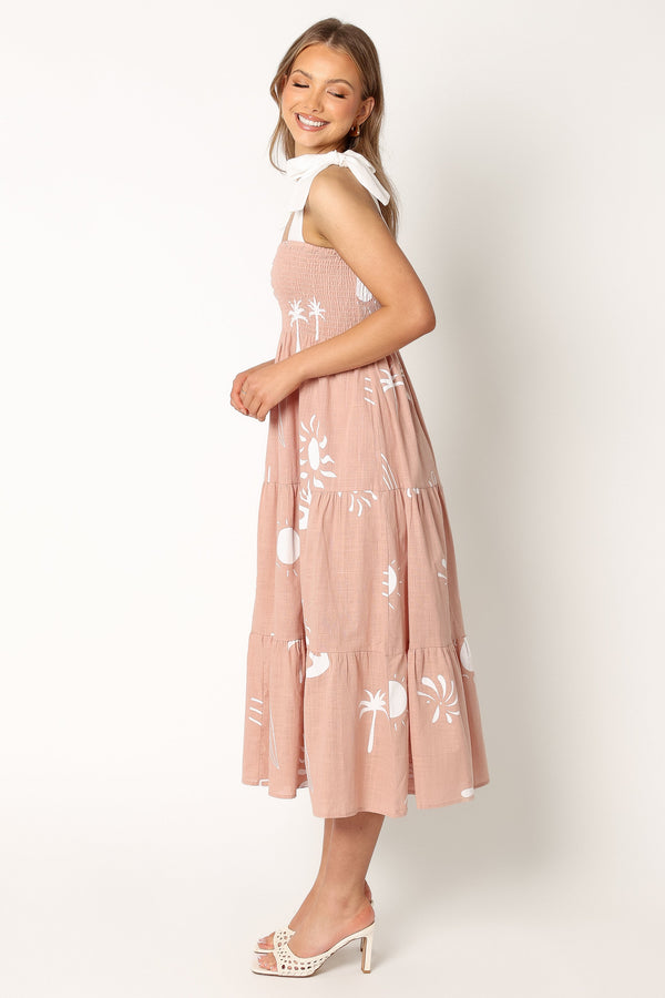 Petal and Pup USA DRESSES Sarelle midi Dress - Tan Blush