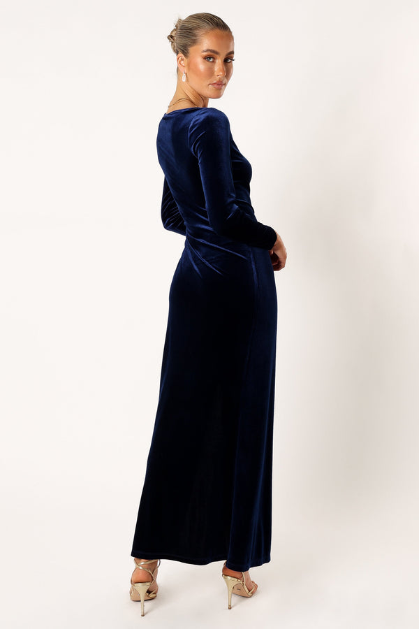 Petal and Pup USA DRESSES Sarine Long Sleeve Maxi Dress - Navy