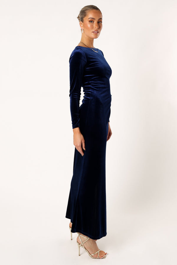 Petal and Pup USA DRESSES Sarine Long Sleeve Maxi Dress - Navy