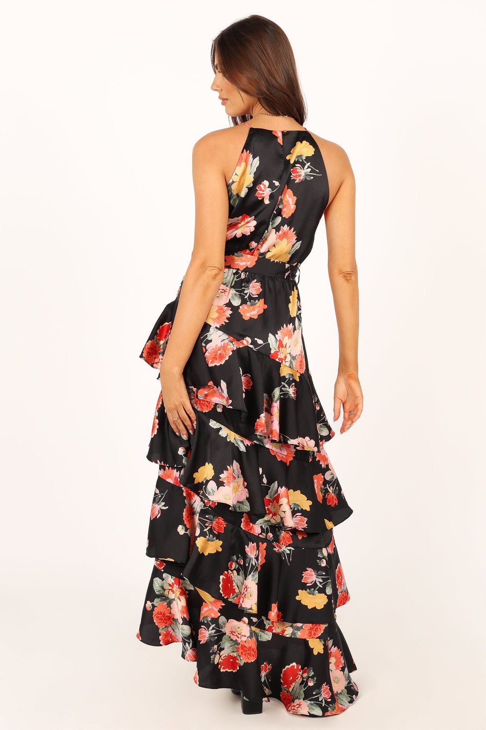 Petal and Pup USA DRESSES Sarona Halterneck Maxi Dress - Black Floral
