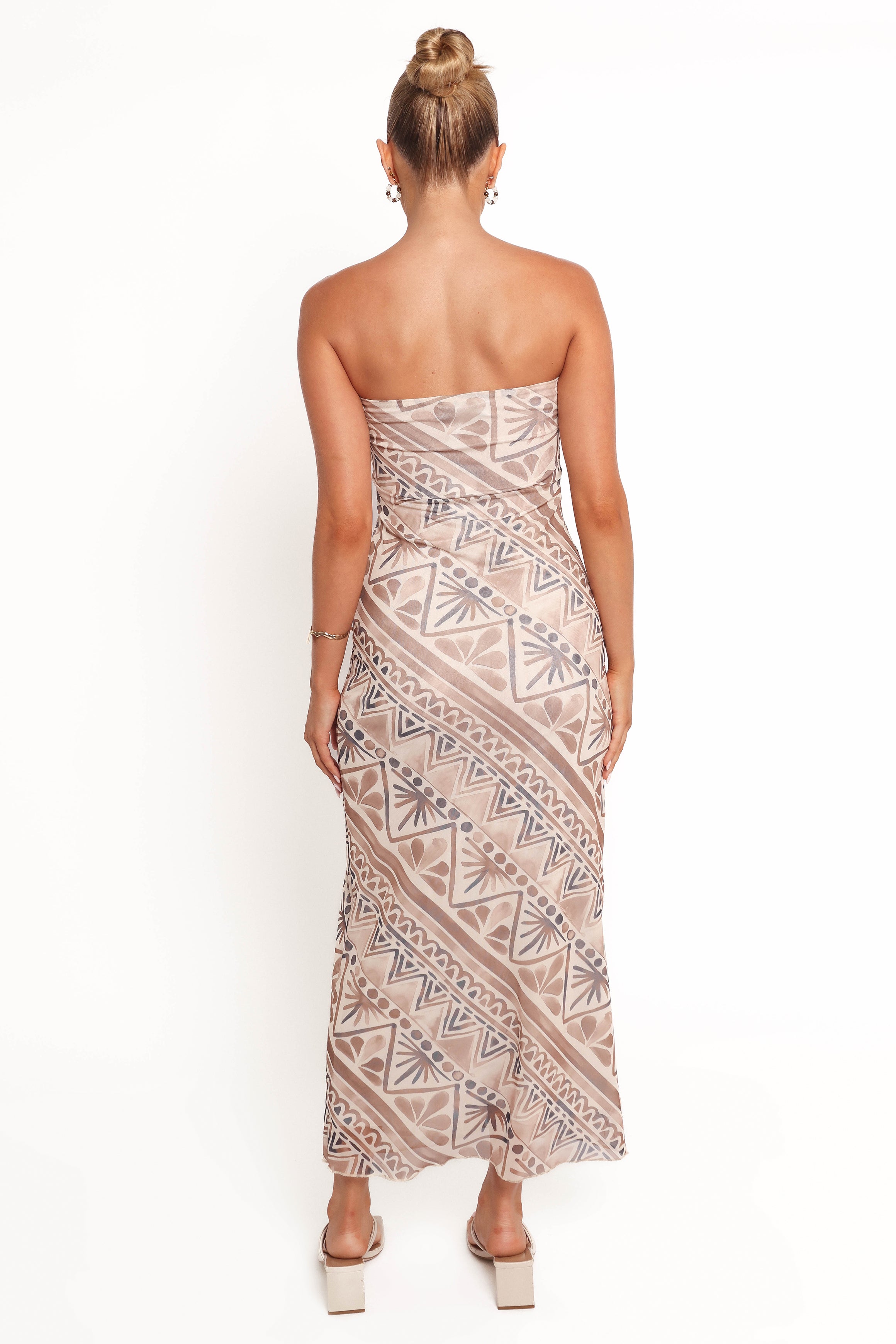 Petal and Pup USA DRESSES Saskia Strapless Midi Dress - Brown