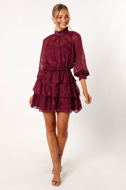 Petal and Pup USA DRESSES Sebastian Long Sleeve Mini Dress - Ruby