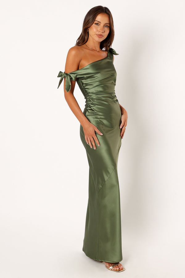 Naira Pleated Maxi Dress - Palm Green