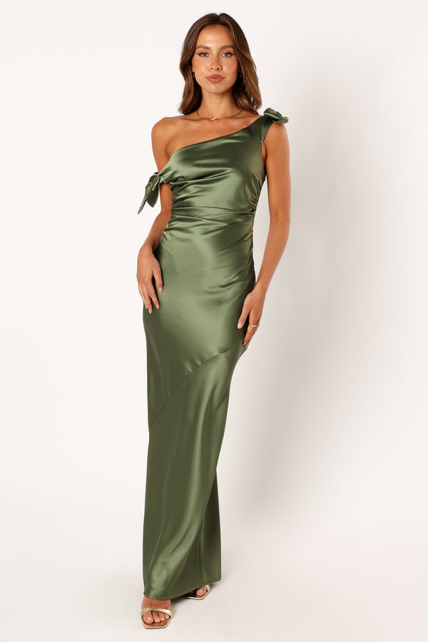 Petal and Pup USA DRESSES Selma Off Shoulder Maxi Dress - Olive