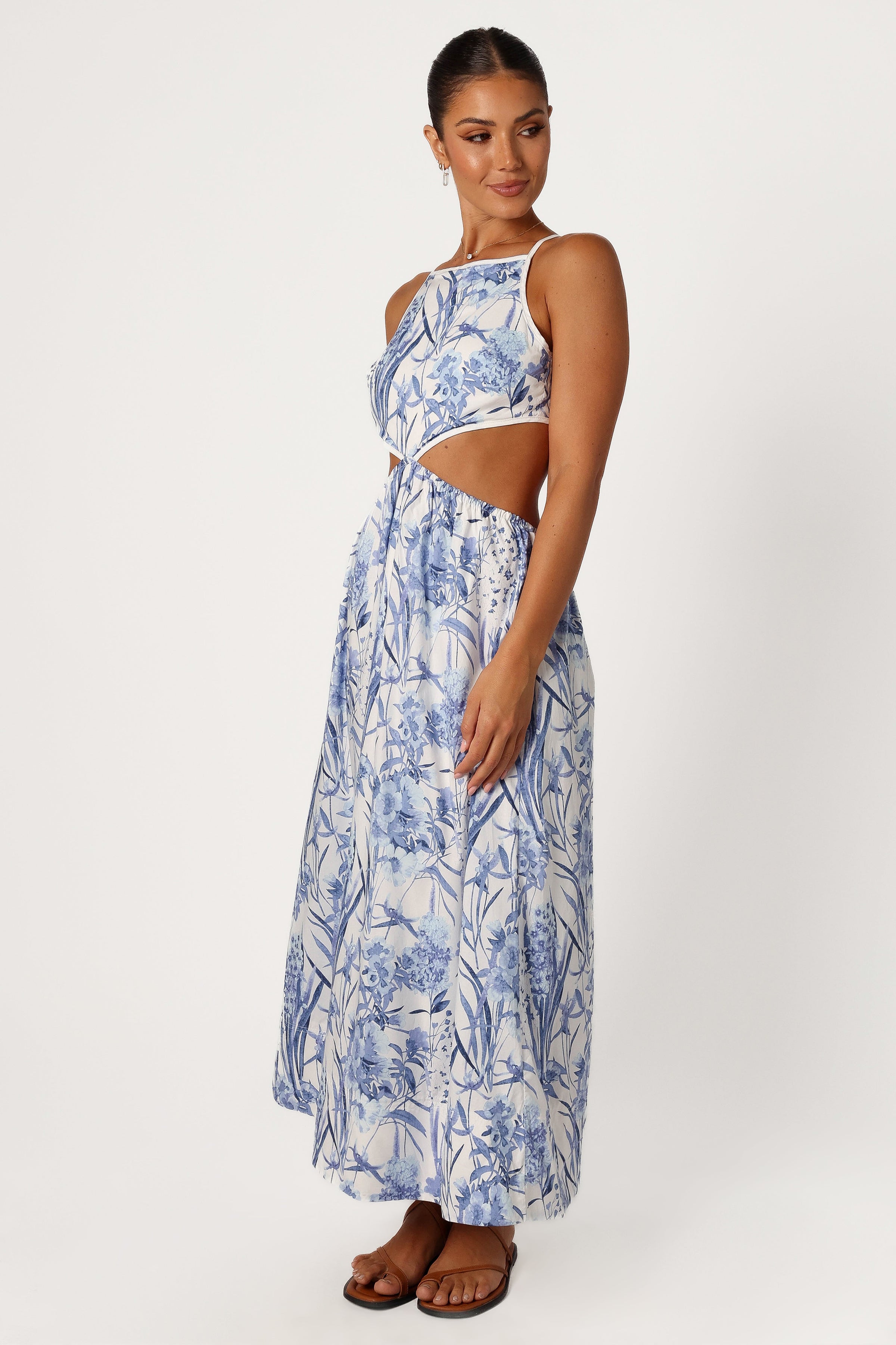 Petal and Pup USA DRESSES Sena Midi Dress - Blue Floral