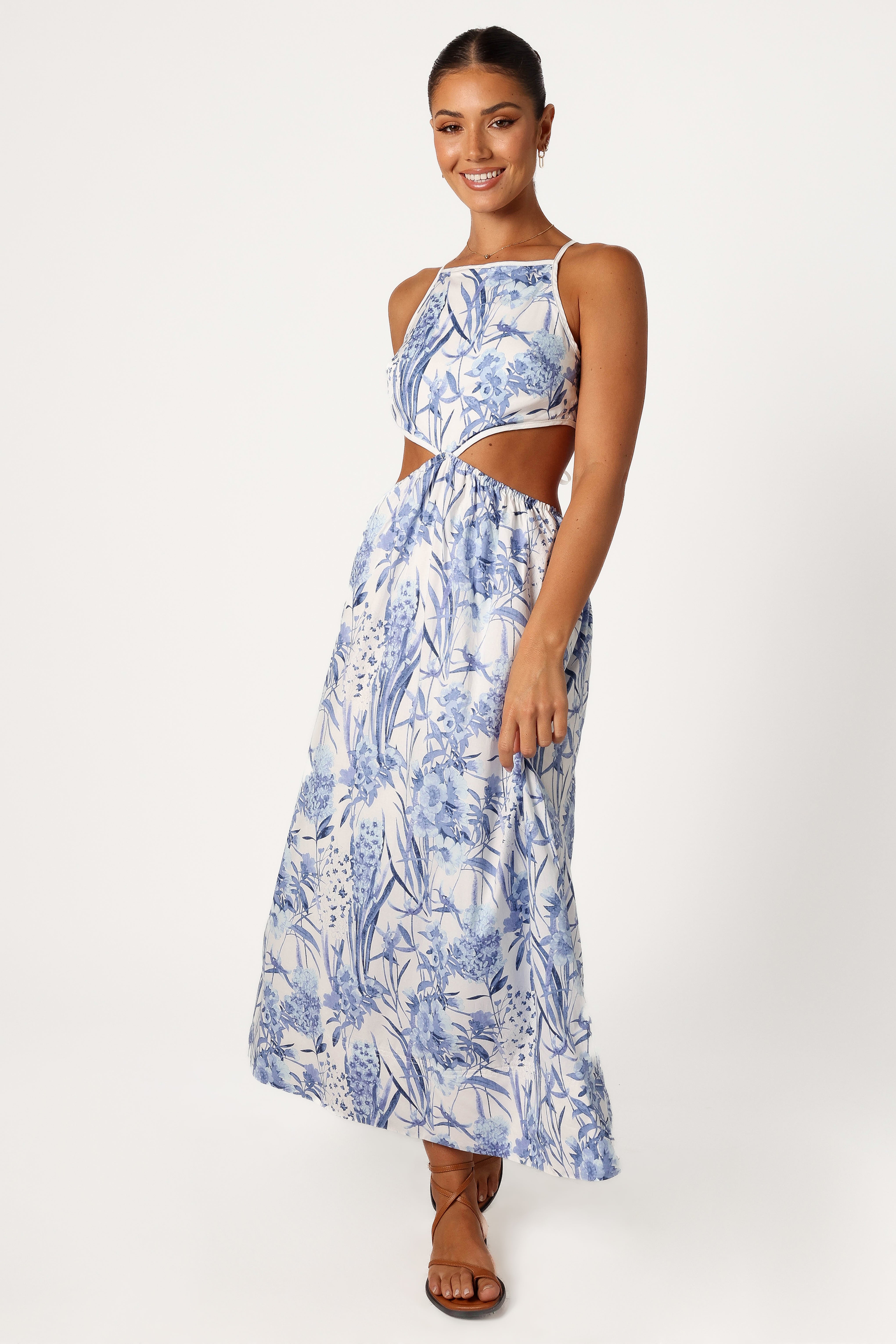 Petal and Pup USA DRESSES Sena Midi Dress - Blue Floral