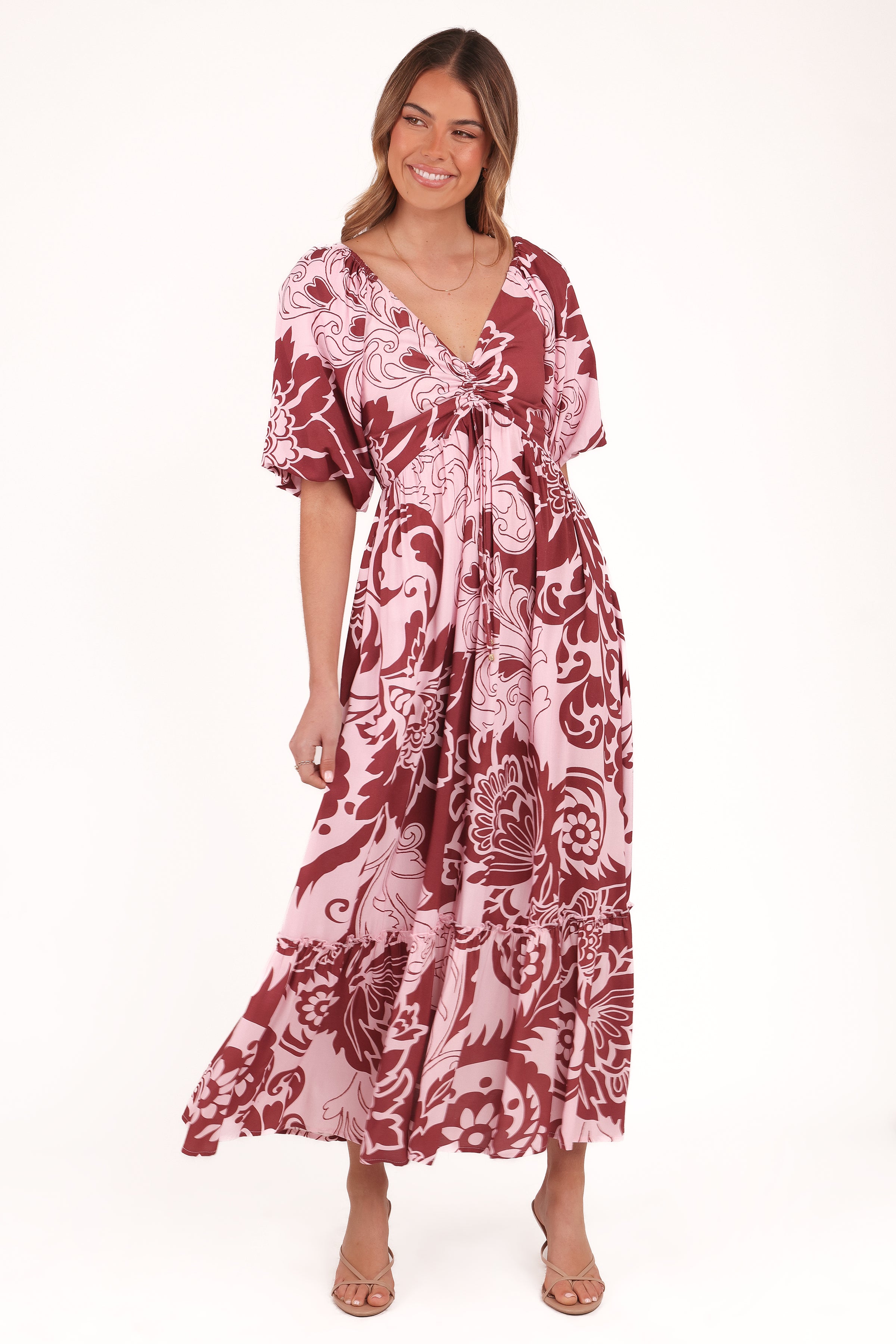 Petal and Pup USA DRESSES Shanae Maxi Dress - Pink Brown Paisley