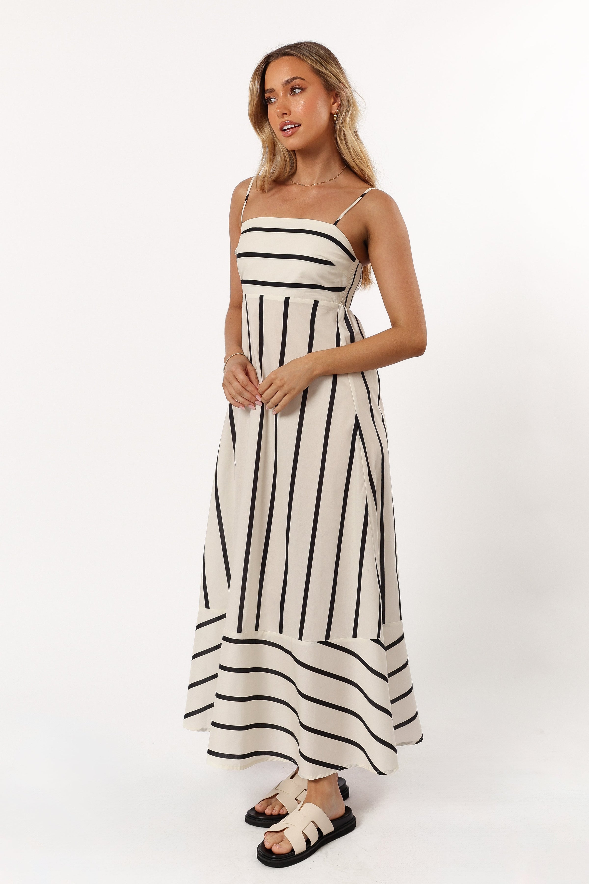 Petal and Pup USA DRESSES Shantelle Midi Dress - Cream Stripe