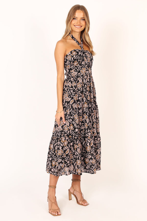 Petal and Pup USA DRESSES Shena Midi Dress - Black Multi