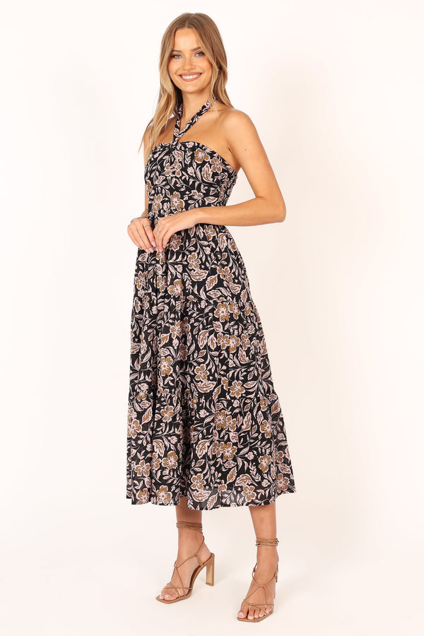 Petal and Pup USA DRESSES Shena Midi Dress - Black Multi