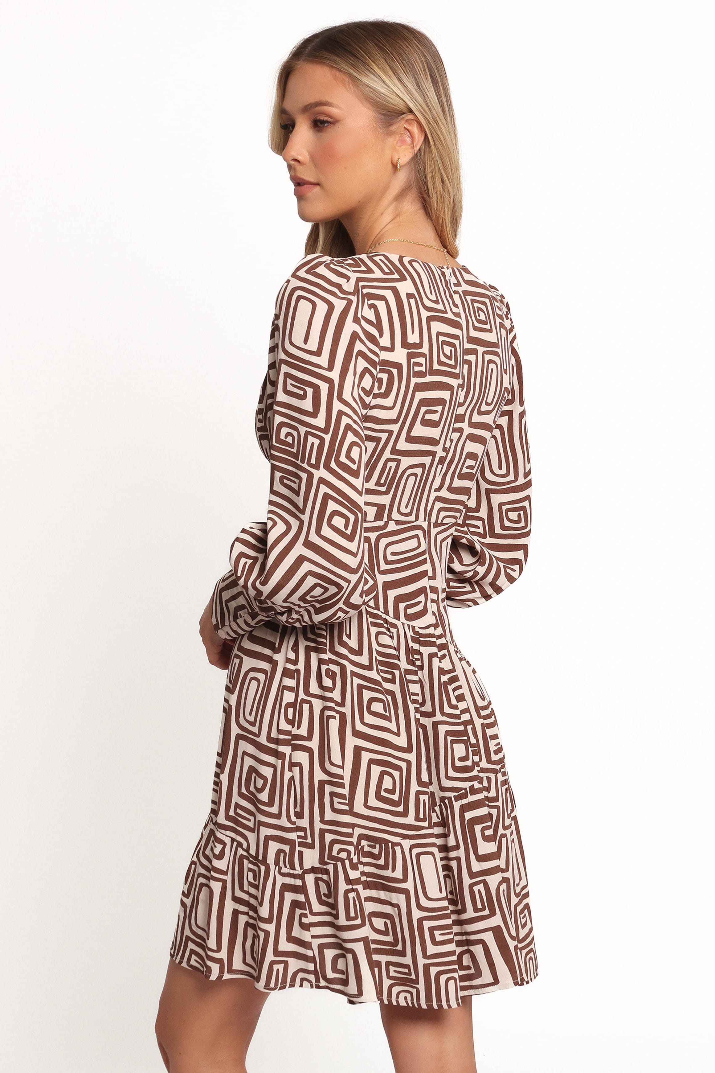 Petal and Pup USA DRESSES Sheridan Long Sleeve Mini Dress - Chocolate Brown Print (Hold for Rack)