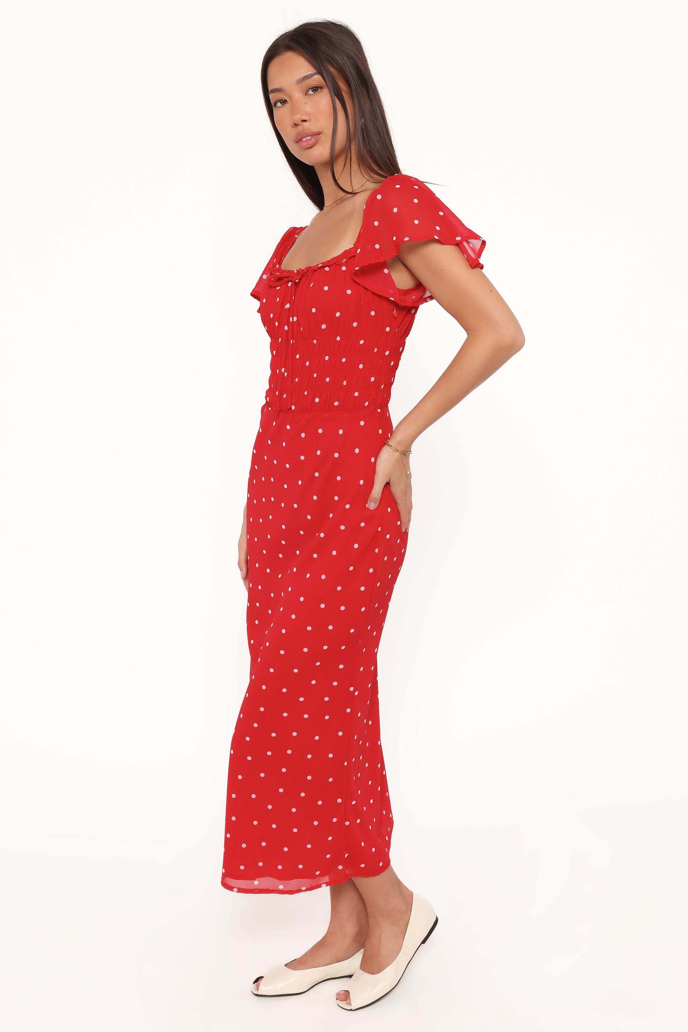 Petal and Pup USA DRESSES Sherrie Maxi Dress - Red Polka Dot