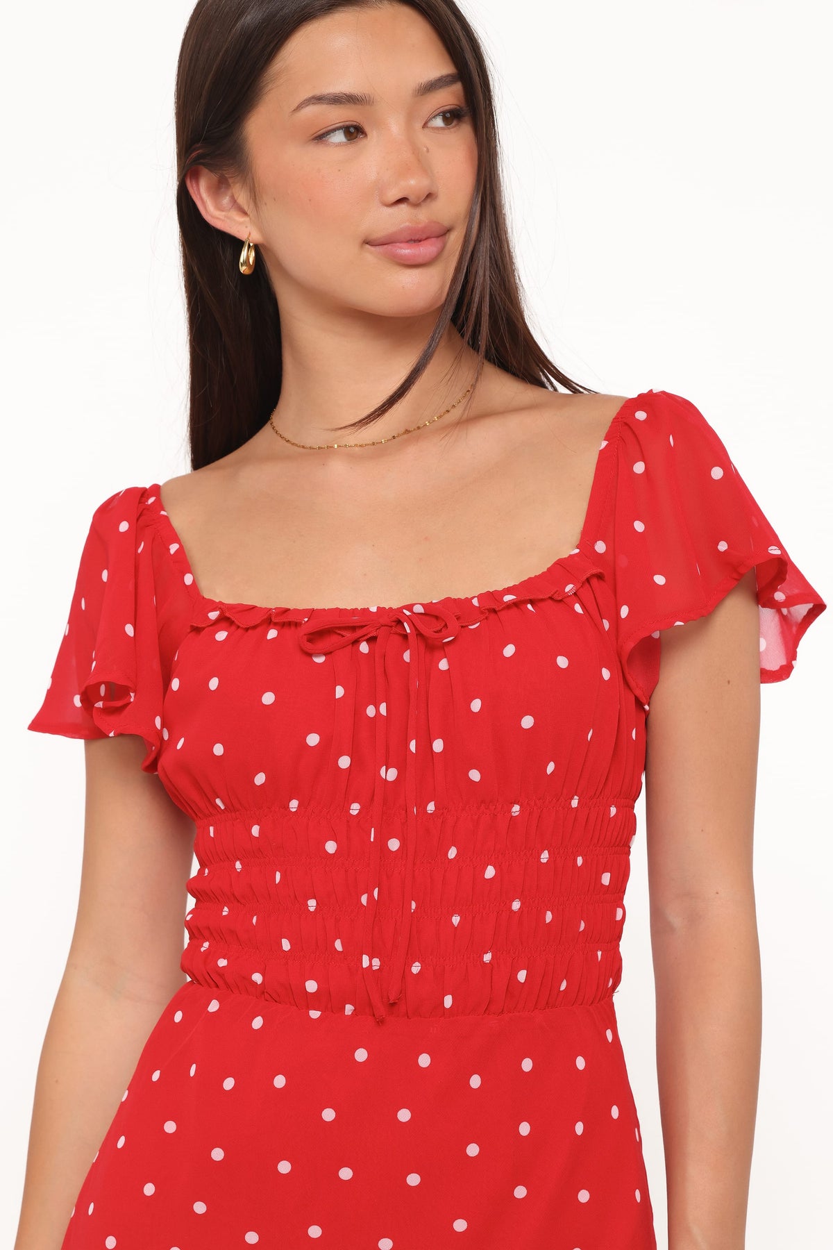 maxi red polka dot dress Halter Polka Dot Ruffle Maxi Dress Red