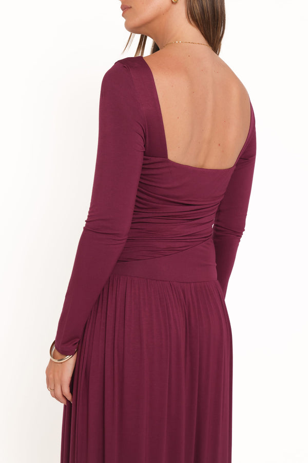 Petal and Pup USA DRESSES Shirley Long Sleeve Maxi Dress - Burgundy