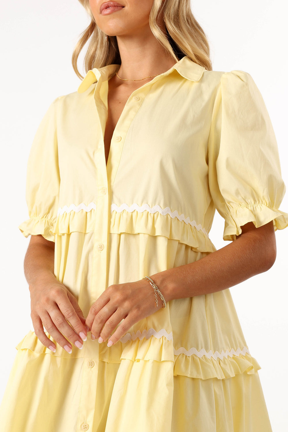 Petal and Pup USA DRESSES Shively Mini Dress - Yellow/White