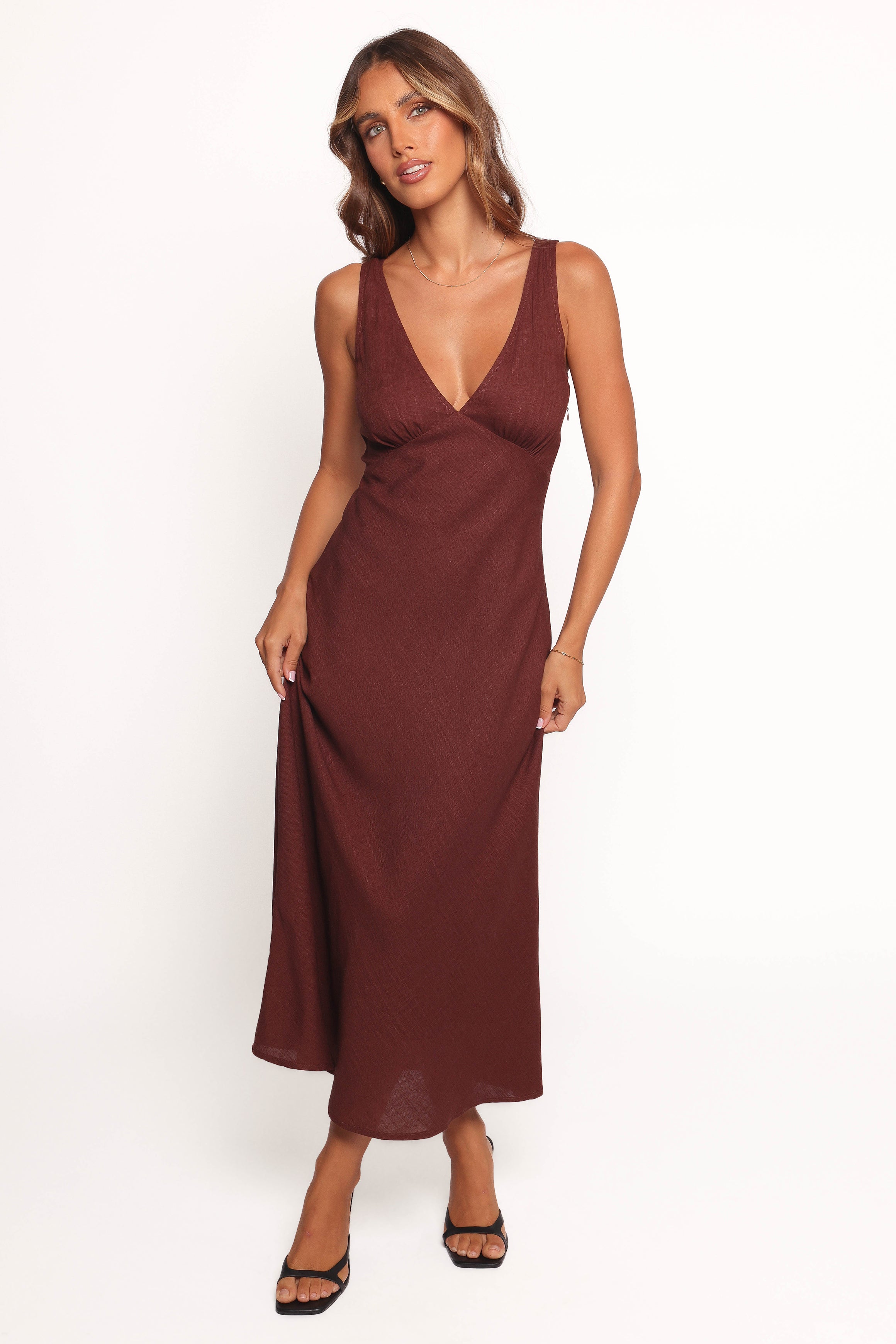 Petal and Pup USA DRESSES Shyla Midi Dress - Brown