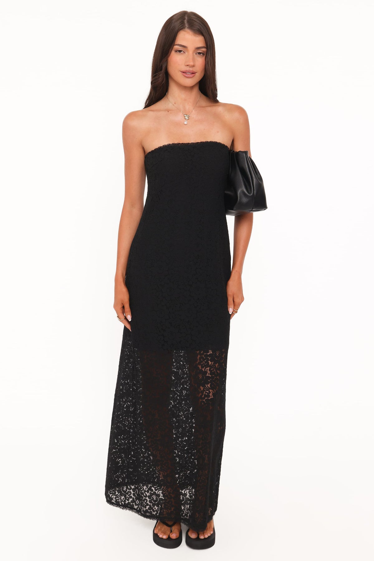 lace maxi dress strapless Bia Strapless Lace Embroidered Maxi Dress White