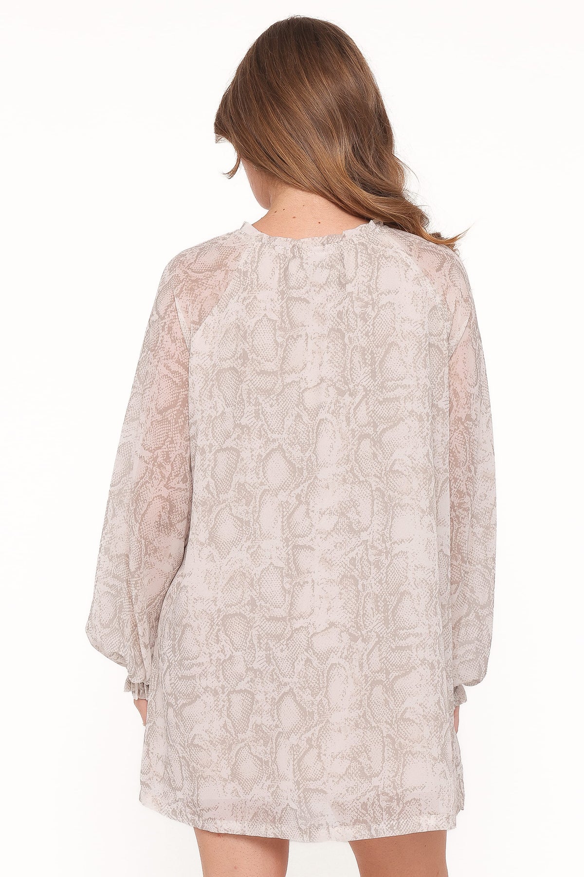Petal and Pup USA DRESSES Sigrid Tie Cuff Mini Dress - Snake Print